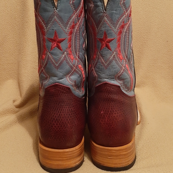 Men's Lizard Print Square Toe Cowboy Boots - Picture 2 of 6